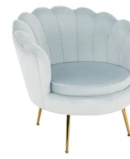 KONDELA Noblin kreslo sivomodrá (Velvet) / zlatá