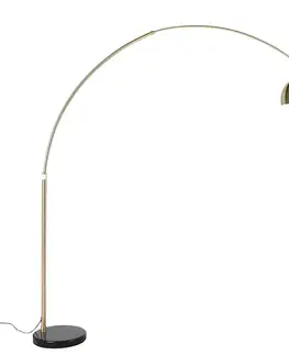 Stojaca lampa mosadz s čiernym mramorovým podstavcom s mosadzným tienidlom - XXL