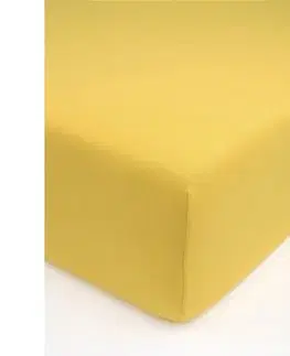 MKLozkoviny.sk Jersey prostěradlo s elastanem 220 × 200 cm – hořčicové