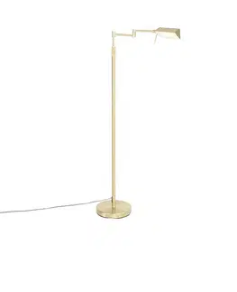 Stojaca lampa mosadz vrátane LED s dotykovým stmievačom - Notia