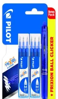 Pilot Sada Roller FriXion Clicker 0.7 + 6 ks náplň, blister, Modrá