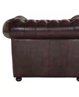 Pohovka jednomiestna Chesterfield Liverpool z pravej hovädzej kože New Red