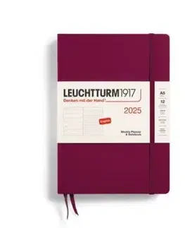 Diár LEUCHTTURM1917 2025 Port Red, Medium (A5), bodkovaný, English