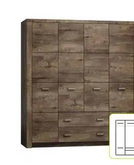 KONDELA Infinity 18 4D šatníková skriňa jaseň tmavý