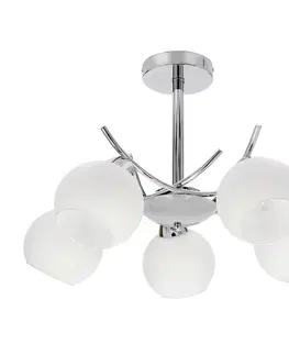 Závesná lampa AMOS Chróm 5x40W E27 biele tienidlo