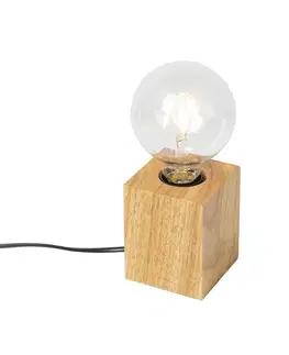 Rustikálna stolná lampa drevo prírodné - Bloc