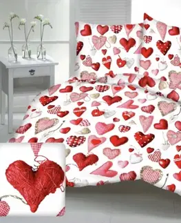 Obliečky bavlnené Deluxe 3D Láska biela TiaHome - 1x Vankúš 90x70cm, 1x Paplón 140x200cm