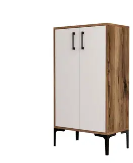Skrinka na topánky / Botník Prag - Walnut, White