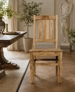 Stolička Guru s rebrovaním indický masív mango