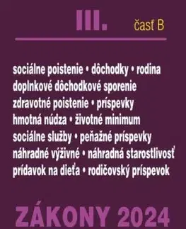 Zákony 2024 III. B – Sociálne zabezpečenie a príspevky