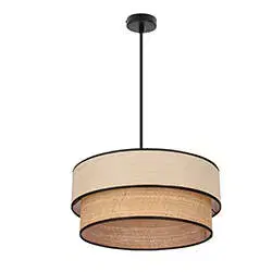 Závesná lampa LORENZO čierna 1x60W E27 krémové tienidlo s čiernym lemom