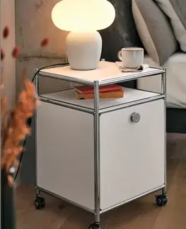 Kovový kontajner na kolieskach »CN3« s výklopnou doskou, biely