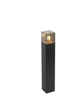 Stojaca vonkajšia lampa čierna 50 cm IP44 s dymovým sklom - Dánsko