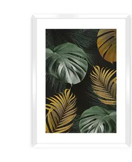 Dekoria Plakat Golden Leaves I, 40 x 50 cm, Ramka: Biała