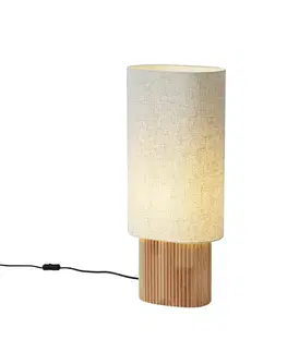 Japandi stolná lampa drevená s ľanovým tienidlom 70cm - Lamel