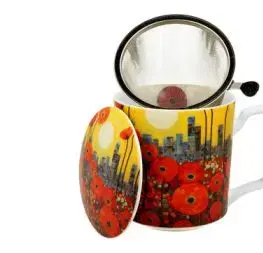 Porcelánový hrnček so sitkom a krytom Maky 450 ml