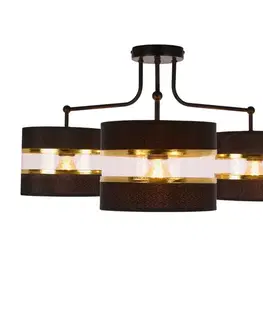 Závesná lampa Andy čierna e27 Tienidlo čierne+zlaté