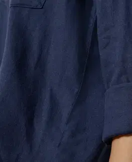 Dlhá ľanová blúzka, tmavomodrá