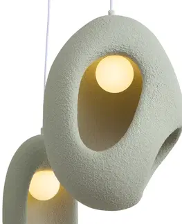 Japandi Pendant Lamp White with Organic Light Green Shade 3-Light - Moonstone