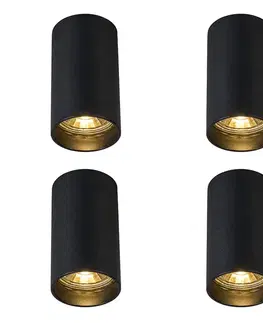 Sada 4 moderných prisadených bodových svetiel čierna 5,5 cm GU10 50 mm - Tuba