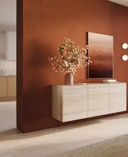 DELIFE Komoda Cuor 150 cm keramika Laminam® Travertino Bianco krémovo biela 3 dvierka závesná