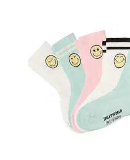 Detské tenisové ponožky SMILEYWORLD®, 5 párov, biele/ružové/šalviovozelené