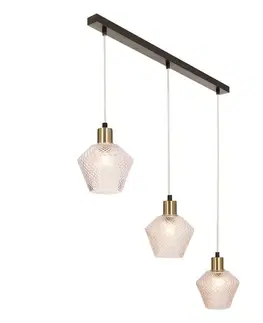 Závesná lampa Greniko čierna 3x40W E14 priehľadné tienidlo