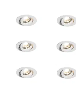 Sada 6 moderných zapustených bodových svietidiel bielych 8,2 cm vrátane LED IP54 Ultra Slim - Pupil