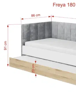 ArtBed Detská posteľ FREYA s prístelkou a so stolíkom | biela / béžová (Panana 706) 80 x 180 cm