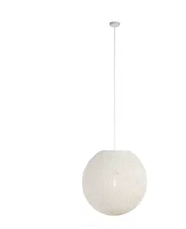 Rustikálne závesné svietidlo biele 60 cm - Corda