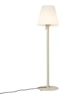 Moderná vonkajšia stojaca lampa béžová s bielym tienidlom IP44 - Big Virginia
