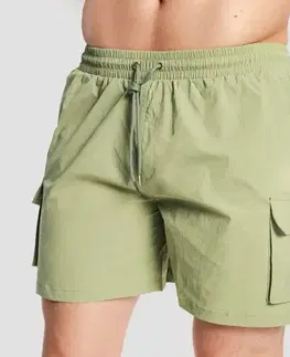 GymBeam Pánske plavecké šortky Cargo Olive  S
