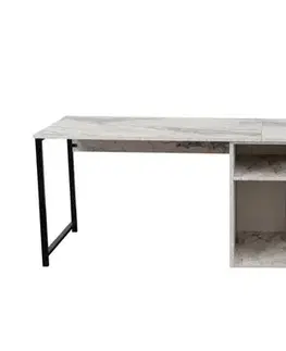 Písací stôl Twin Study Desk - Freesia Marble, Black