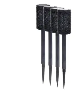  Sada 4x LED solárna lampa DECOR LED/1,2V 150 mAh 3000K 39 cm IP44 čierna EKO2502