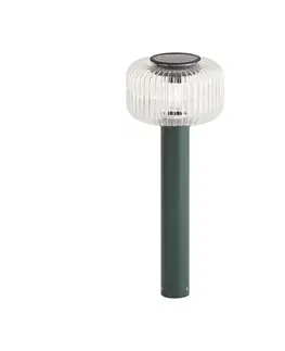 Moderný vonkajší stĺpik zelený s rebrovaným sklom vrátane LED solárneho IP65 - Ribble Mushroom