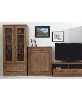 KONDELA Tedy T10 L/P vitrína dub lefkas