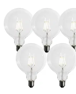 Sada 5 ks E27 3-stupňová stmievateľná LED žiarovka so špirálovým vláknom G125 4W 450lm 3000K