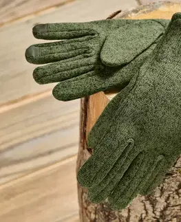 Rukavice z pleteného flísu, kaki