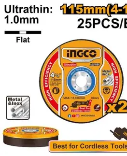 INGCO Kotúč rezný kov 115x1x22,2mm INGCO sada 25ks