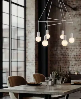 Závesná lampa matná biela 6xE27 dvojitý okruh Alto