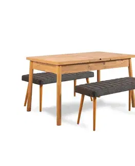 Jedálenský set s rozkladacím stolom a lavicou (3 kusy) Santiago 1053 - Atlantic Pine, Anthracite