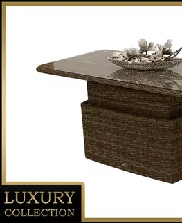 DEOKORK Ratanový stôl výsuvný jedálenský/odkladací 150 x 80 cm BORNEO LUXURY (hnedá)