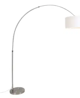 Oblúková lampa oceľový tienidlo z látky biele 50/50/25 nastaviteľná - XXL
