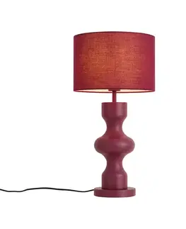 Retro Table Lamp Plum with Fabric Shade - Captain
