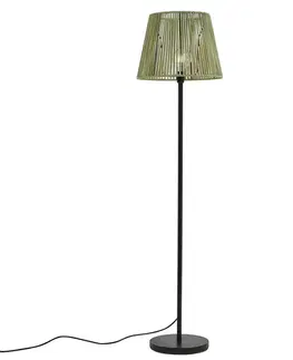 Vonkajšia stojaca lampa čierna so zeleným lanovým tienidlom IP44 - Virginia Jayla