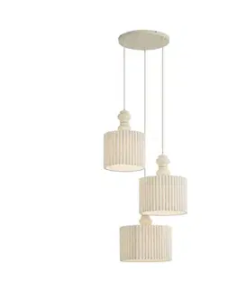 Japandi závesná lampa béžová s ľanovým tienidlom 3-svetlá - Fedde
