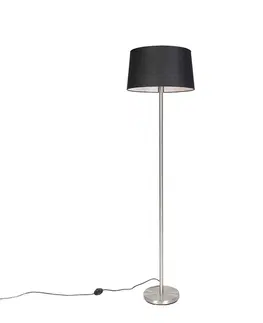 Moderná stojaca lampa oceľ s čiernym tienidlom 45 cm - Simplo