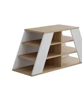 Skrinka na topánky / Botník Pyramid Shoe Bench - Oak, White
