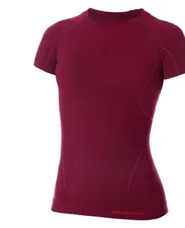 Brubeck Active Wool s krátkym rukávom Plum - M