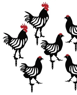 Súprava dekoratívnych kovových doplnkov do záhrady Chicken Family 6